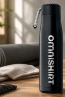 Doppelwandige Edelstahl Trinkflasche 500 ml mit Trageschlaufe - Isolierflasche gravieren | Omnishirt