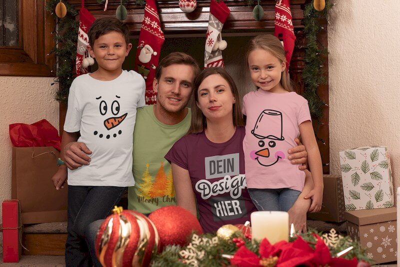 Familien-T-Shirts mit einem Weihnachtsmotiv bedrucken