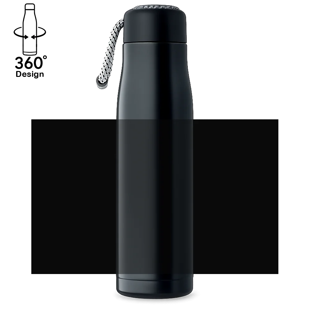 Doppelwandige Edelstahl Trinkflasche 500 ml mit Trageschlaufe - Isolierflasche gravieren